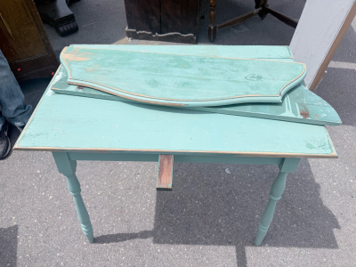Antique Painted Wooden Writing Table with Turned Legs and Detached Extensions