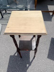 Vintage-Style 2-Tier Wooden Side Table, Turned Legs, 14"x14"x28", Solid Wood