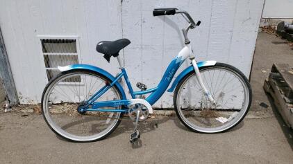 Torker Step-Through 26" Cruiser Bike, Blue/White, Single Speed, Coaster Brake, Steel Frame