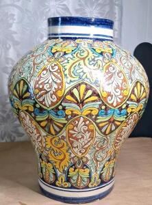 (1) Large 18in Becerra Painted Ceramic Vase