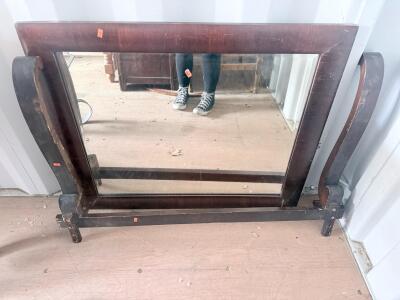 Vintage Wood-Framed Tilting Vanity Mirror, 40"x30", Dark Brown, Circa 1940s-60s