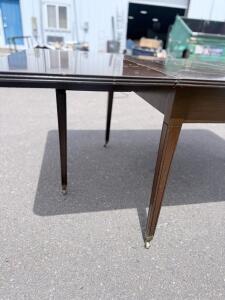 Vintage Rectangular Wooden Drop-Leaf Dining Table with Casters, Dark Brown Finish