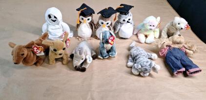(12) Assorted Vintage Beanie Babies Animals