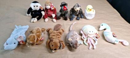 (11) Assorted Vintage Beanie Babies Animals