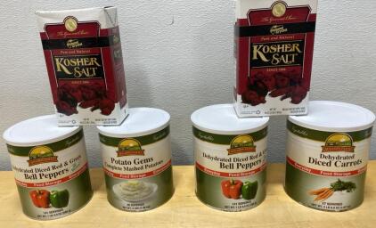 Augason Farms Dehydrated Bell Peppers, Potato Gems, Diced Carrots & Diamond Crystal Kosher Salt
