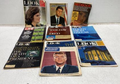 Vintage JFK Assassination Magazine Lot: LIFE, LOOK, REDBOOK, 9 Issues 1960s Historic Coverage
