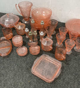 Pink Depression Glass Set