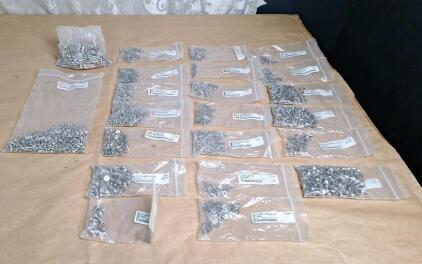 (22) 50+ Count Small Bags Of Assorted Stainless Steel Machine Screws & Washers
