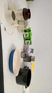 Mixed Lot Cuisinart Grinder, Dash Egg Cooker, Moulinex Processor, Ball Herb Jars, Large Stock Pot, electronic items power on.