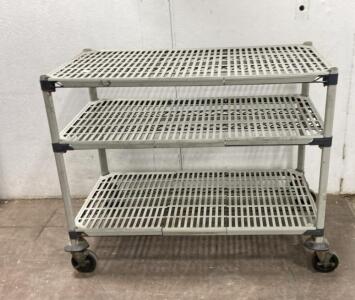 Heavy-Duty 3-Shelf Rolling Utility Cart, Polymer/Metal, 48"x24"x43", 600 lb/Shelf, Gray