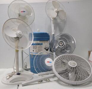 (1) Heavy Duty C.I.R Detergent Barrel (EMPTY) & Assorted Fans & Chimney Sweep