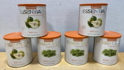 ESSENTIALS Freeze-Dried Pear Dices & Chopped Spinach, 6-Pack, #10 Cans, 48 oz Total, BePrepared