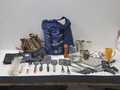 (1) SoundAsleep Products Air Mattress, Assorted Cookware, (1) Journeyman Bag, & More!