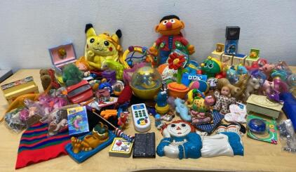 Large Vintage Toy Lot &ndash; Pok&eacute;mon Pikachu, My Little Pony, Ernie, Raggedy Ann, Garfield, 1980s&ndash;90s