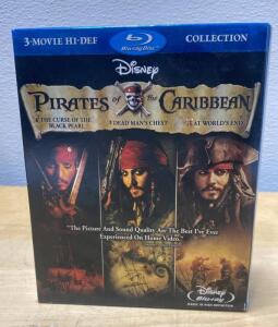 Disney Pirates of the Caribbean 3-Movie Collection Blu-ray Set 2008 w/ Bonus Features & Slipcase