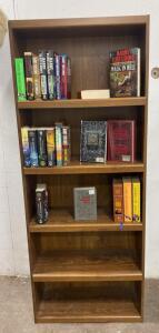 Freestanding 5-Shelf Bookcase with 20+ Science Fiction & Fantasy Books (Turtledove, Tchaikovsky)
