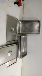 Set of 5 Full Size Stainless Steel Steam Table Pans 4" Deep with Solid Lids