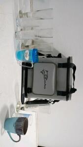 Soho Soft-Sided Cooler Bag, 24 Qt Capacity, Gray with Black Strap and Blue Accents
