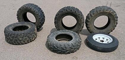 ATV Off-road Tires (25x10-12) Kenda/Dunlop/Innova, and 13" Kenda Loadstar Trailer Tire with Rim and more