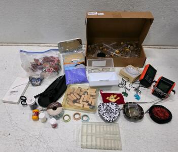 Assorted Craft and Miscellaneous Items Lot, Mixed Supplies and Electronics