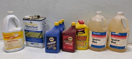Assorted Industrial & Automotive Chemicals: NAPA Motor Oil, Rislone Engine Treatment, Cleaners