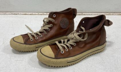 Converse Chuck Taylor All Star High-Top Brown Leather Sneakers Mens 9 Unisex 136482C