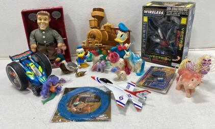 Mixed Lot 1980s-2000s Vintage Toys &ndash; Disney Donald Duck, My Little Pony, RC Car, Vectron, 15+ pcs