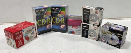 Large Lot TDK, CompUSA, Memorex 650MB 74min CD-R CD-RW Packs & Maxell Jewel Cases &ndash; Sealed