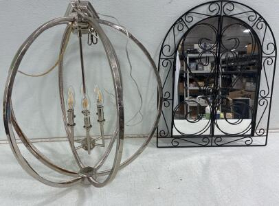 (1) Hanging chandelier (1) Simple mirror