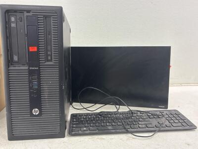 Hp Elitedesk tower, (1) Dell key board,(1) 19 inch Samsung monitor.
