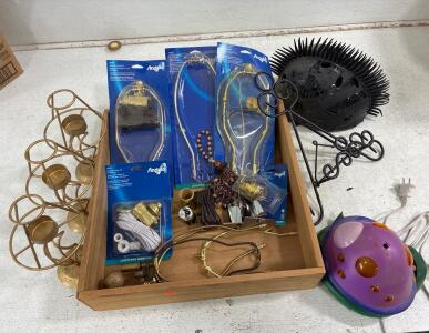 Lamp making kit, (3) Candle holders, Misc Home decor