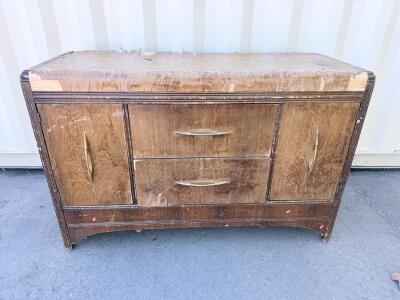 Vintage Wooden Buffet Sideboard with 2 Doors and 2 Drawers, Approx. 60" x 19" x 37.75"