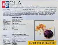 Natural 42.55Ct Star Ruby Pendant Necklace, Gold/Silver, 79 Sapphires, GLA Certified, Orianne - 6
