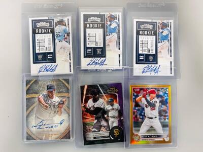 Riley Adams Gold Refractor RC /50, Randy Arozarena Rookie Ticket Autos, Livan Hernandez Five Star, Willie Mays Gold Label, And More