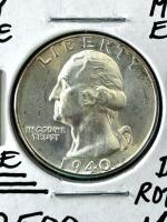 1940 Washington Quarter, Rotated Dies Mint Error, MS68, 90% Silver, Key Date, Rare - 2