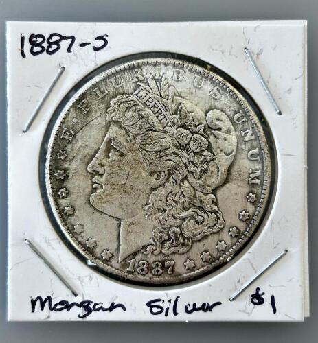 1887-S Morgan Silver Dollar, 90% Silver, Circulated Condition