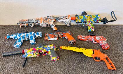Lot of Custom Skinned Toy Gel Blasters & Bug-A-Salt Revolver &ndash; AR, SMG & Pistols