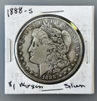 1888-S Morgan Silver Dollar, San Francisco Mint, .7734 Oz Silver, Key Date, Circulated