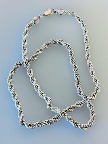 Sterling Silver Rope Chain Necklace 20" Length 5mm Width Lobster Clasp (stamped .925)