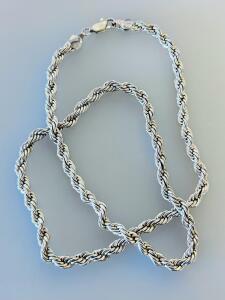 Sterling Silver Rope Chain Necklace 20" Length 5mm Width Lobster Clasp (stamped .925)