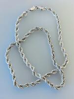 Sterling Silver Rope Chain Necklace 20" Length 5mm Width Lobster Clasp (stamped .925)