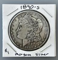 1890-S Morgan Silver Dollar, San Francisco Mint, 90% Silver, Circulated Collectible Coin