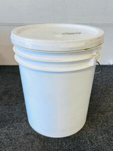 5-Gallon Bucket Of Hard White Wheat, Labeled 2010, Snap-On Lid, Metal Handle, Food Storage