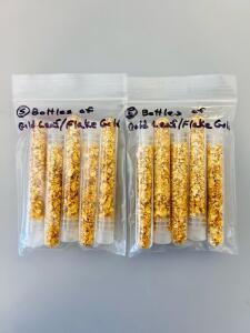 10 Vials of Gold Leaf Flakes, Approx. 300 mg Each, 23K-24K Purity