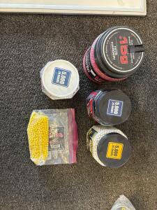 Large Mixed Lot Airsoft BBs: HK .15g, Crosman .20g/.25g, UK Arms .12g, 6mm, 5,000-10,000 Count Jars