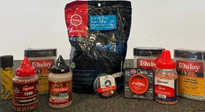 Assorted Lot Airgun BBs, .177 Pellets, and 6mm Airsoft BBs&mdash;Brands: Daisy, Crosman, GAMO, Goldenball, Orvis