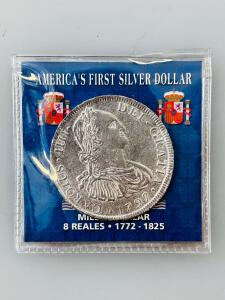 1797 Spanish 8 Reales Silver Coin, Charles IV, Piece of Eight, Milled Dollar, 39-40mm, .903 Silver