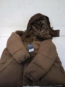 St. John's Bay Men's 2XLT Brown Hooded Insulated Winter Parka, Corduroy Trim, New With Tags