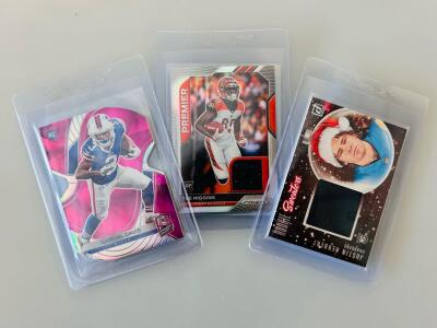 2020 Panini Rookie Cards: Tee Higgins Prizm Patch, Gabriel Davis Spectra 18/20, Justin Herbert Sweater