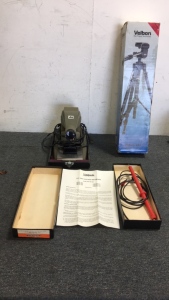 (1) Simpson D.c High Voltage test Probe (1) Skan Slide Projector (1) Velbon Photo Tripod